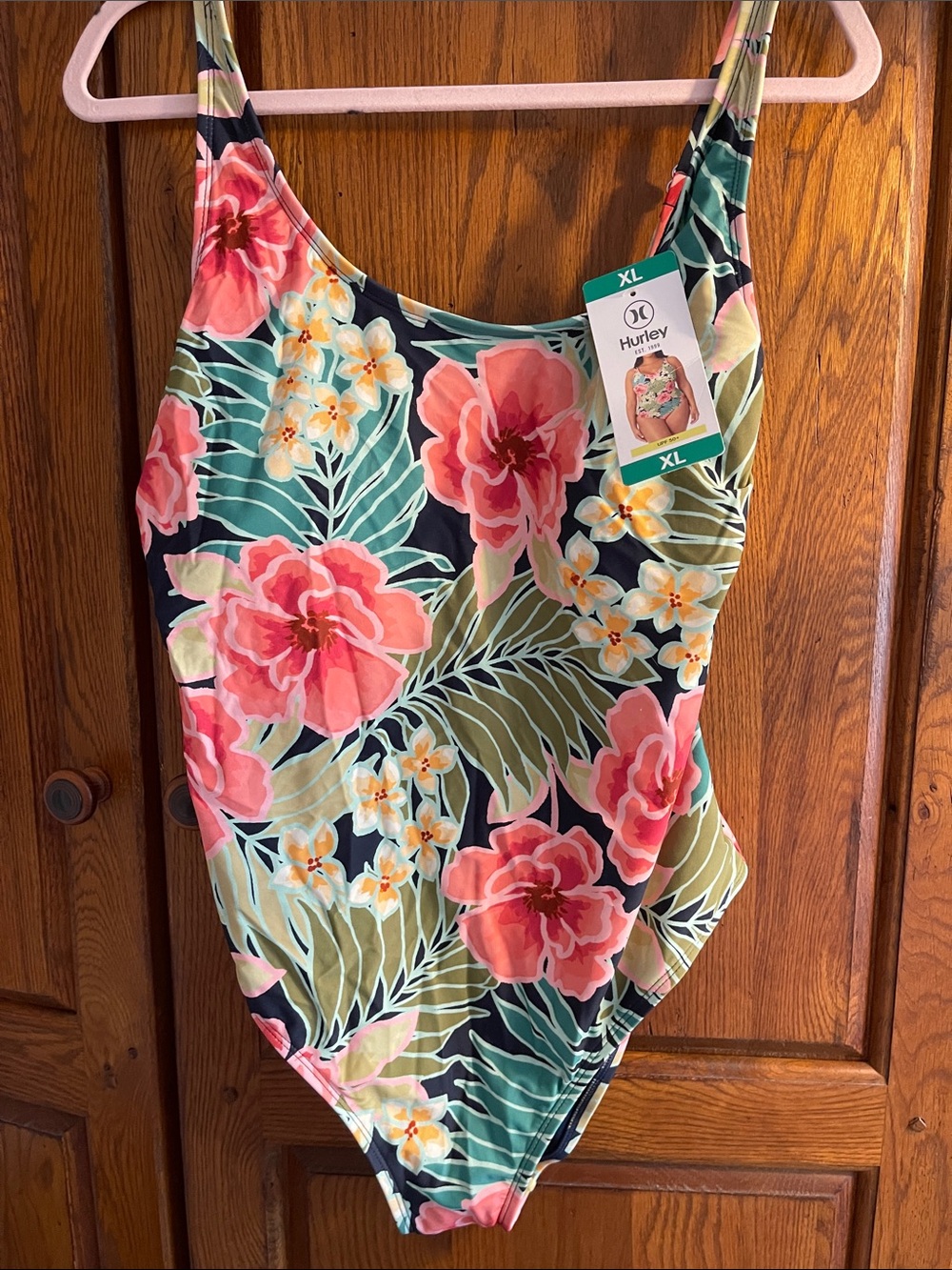 Hurley Women’s Floral One-Piece Swimsuit - Pink, Green & Yellow